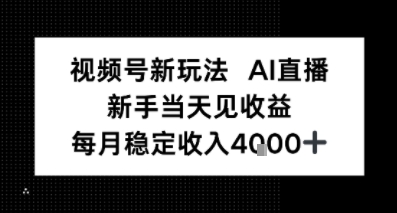 视频号新玩法AI直播，新手小白当天见收益，月入4k+-老K资源网