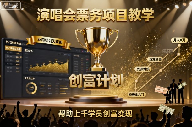 演唱会票务项目教学，业内培训天花板，帮助上千学员创富变现-老K资源网