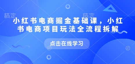 小红书电商掘金课，小红书电商项目玩法全流程拆解（更新9月）-老K资源网