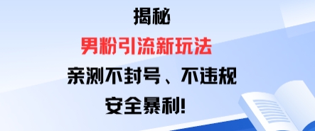揭秘男粉引流新玩法，亲测不封号0违规，安全暴利-老K资源网