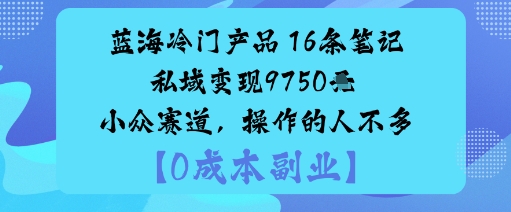 蓝海冷门产品：16条笔记私域变现9750米小众赛道，操作的人不多-老K资源网