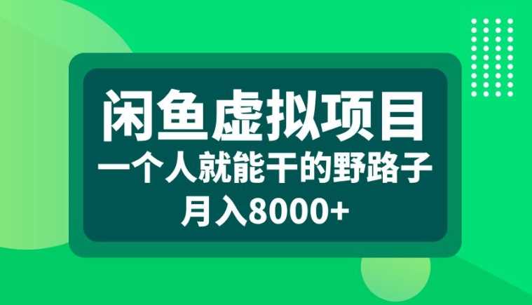 闲鱼虚拟项目，一个人就可以干的野路子，月入8000+-老K资源网