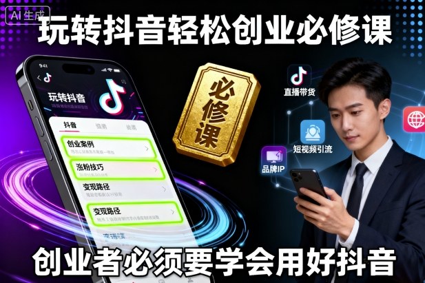 玩转抖音轻松创业必修课，创业者必须要学会用好抖音-老K资源网