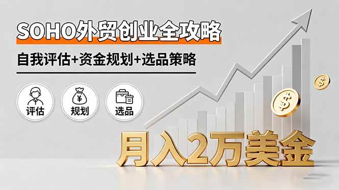 （16076期）SOHO外贸创业全攻略，自我评估+资金规划+选品策略，月入2万美金-老K资源网