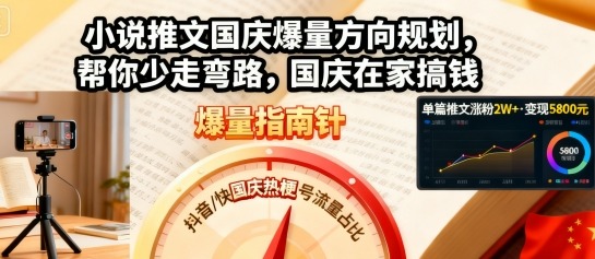 小说推文国庆爆量方向规划，帮你少走弯路，国庆在家搞钱-老K资源网