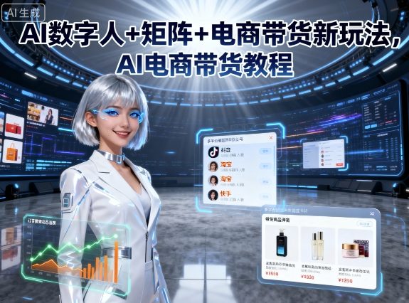 AI数字人+矩阵+电商带货新玩法，AI电商带货教程-老K资源网