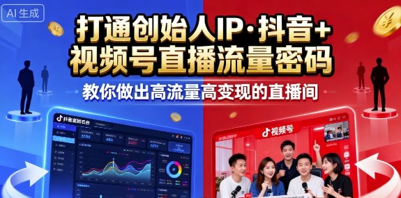 25年直播9-10两期线下课,打通创始人IP,抖音+视频号直播流量密码,教你做出高流量高变现的直播间-老K资源网