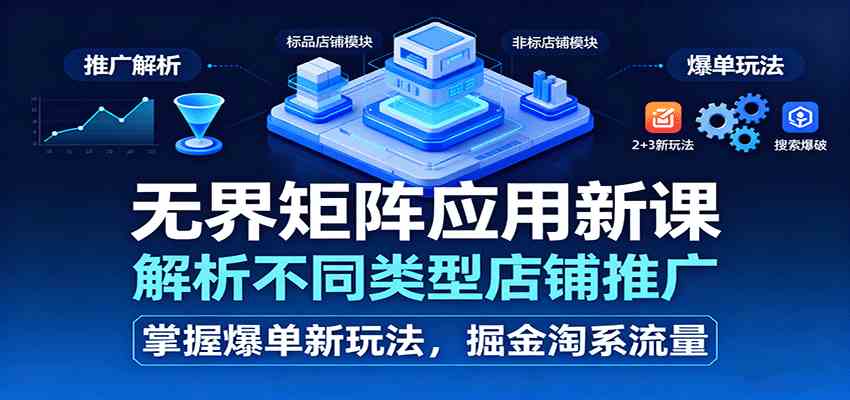 无界矩阵应用新课，解析不同类型店铺推广，掌握爆单新玩法，掘金淘系流量-老K资源网