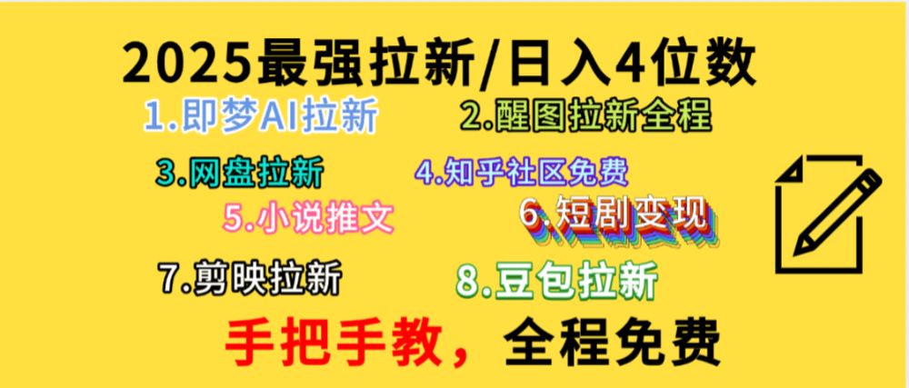 全程免费，手把手教，日入4位数的拉新项目，教会你免费使用各种AI软件，并且持续更新市面上最新的项目哦！-老K资源网