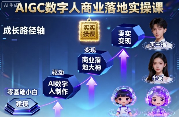 AIGC数字人商业落地实操课，从零基础小白到AI数字人大神-老K资源网