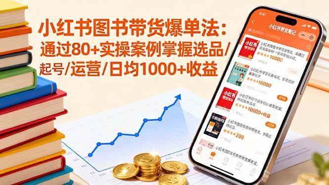 （16015期）小红书图书带货爆单法：通过80+实操案例掌握选品/起号/运营/日均1000+收益-老K资源网