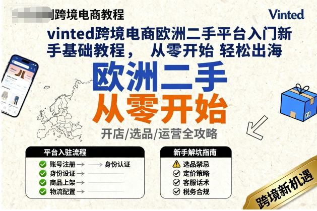 vinted跨境电商欧洲二手平台入门新手基础教程，从零开始轻松出海-老K资源网