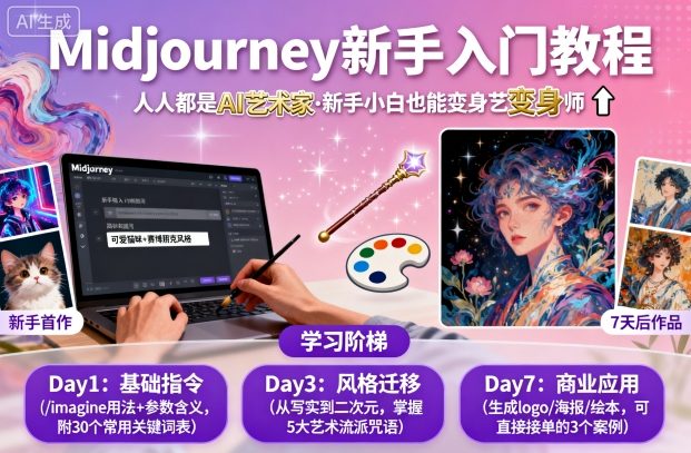 midjourney新手入门教程：人人都是AI艺术家，新手小白也能变身艺术大师-老K资源网