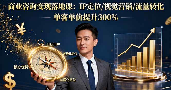（16249期）商业咨询变现落地课：IP定位/视觉营销/流量转化，单客单价提升300%-老K资源网