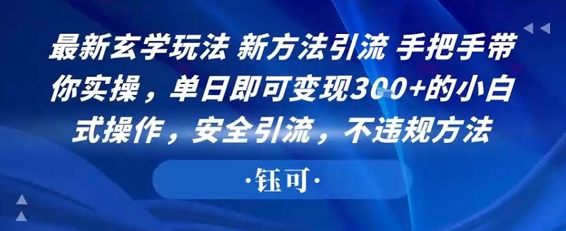 最新玄学玩法新方法引流手把手带你实操，单日即可变现3张+的小白式操作，安全引流，不违规方法-老K资源网