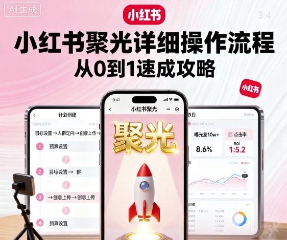小红书聚光详细操作流程，小红书聚光从0到1速成攻略-老K资源网