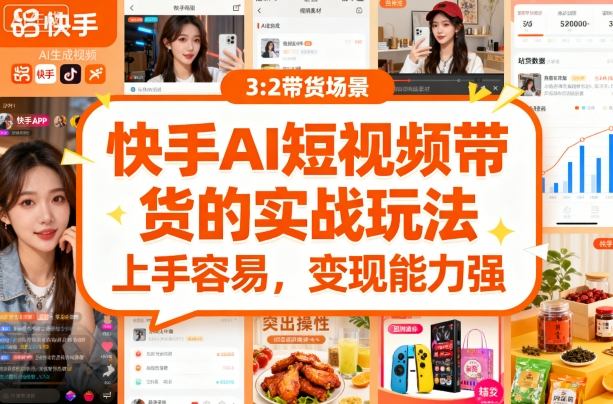 快手ai短视频带货的实战玩法，上手容易，变现能力强-老K资源网