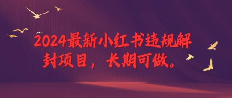 2024最新小红书违规解封项目，长期可做，一个可以做到退休的项目-轻创联盟