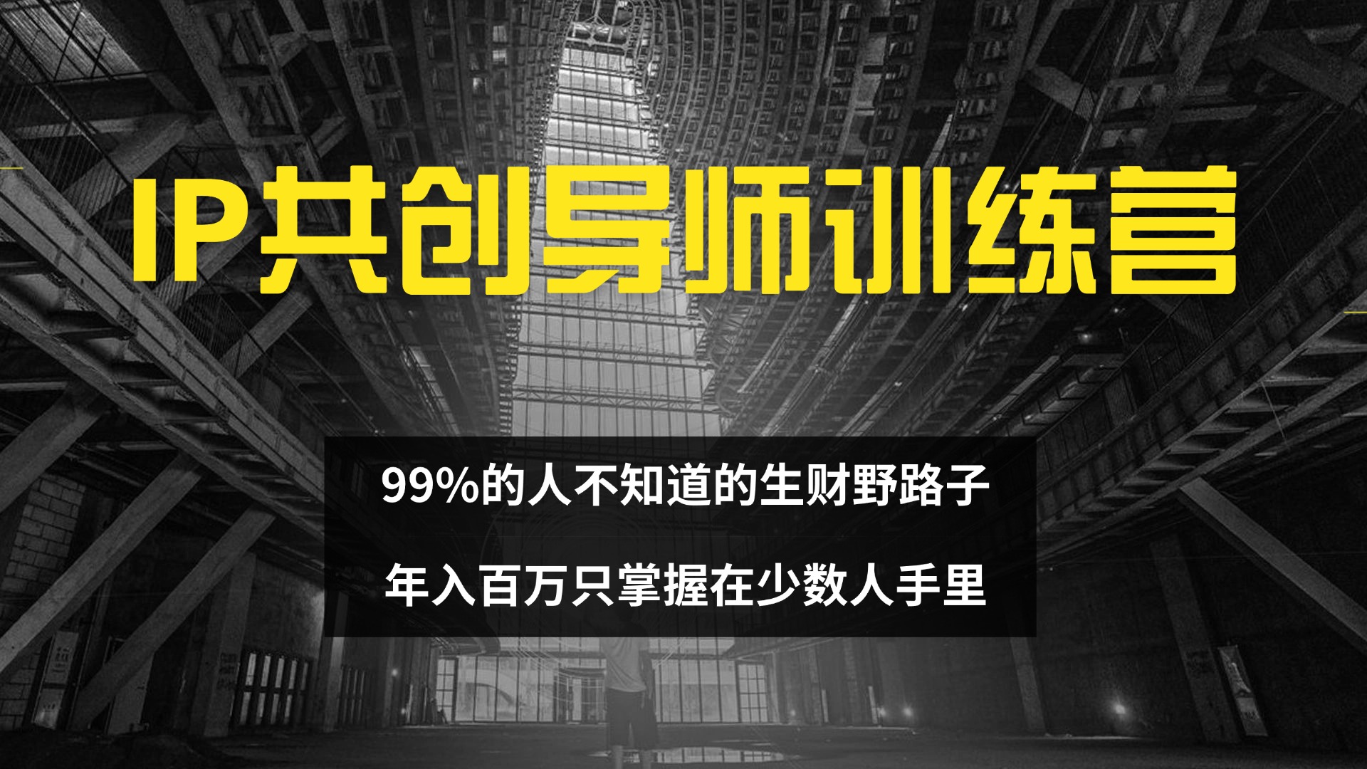 IP共创导师训练营 99%的人不知道的生财野路子 只掌握在少数人手里-轻创联盟
