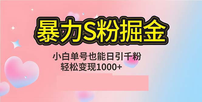 单人单机日引千粉，变现1000+，S粉流量掘金计划攻略-轻创联盟