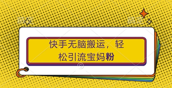 快手无脑搬运，轻松引流宝妈粉，纯小白轻松上手-轻创联盟