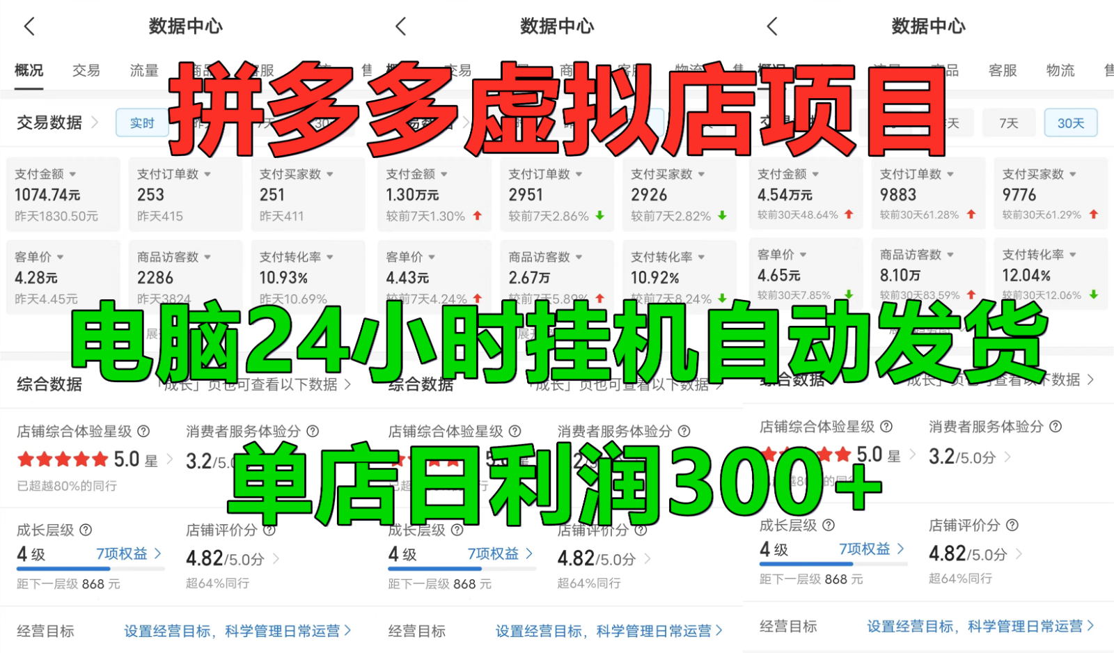 拼多多虚拟店铺项目，电脑挂机自动发货，单店日利润300+-轻创联盟