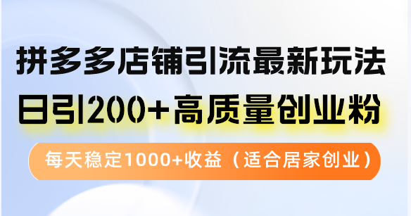 拼多多店铺引流最新玩法，日引200+高质量创业粉，每天稳定1000+收益（…-轻创联盟