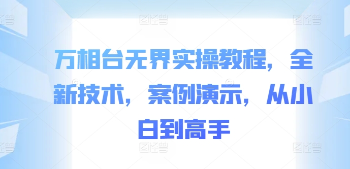 万相台无界实操教程，全新技术，案例演示，从小白到高手-轻创联盟