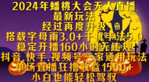 2024年蟠桃大会无人直播最新玩法,稳定开播160小时无违规,抖音、快手、视频号三家通用玩法-轻创联盟