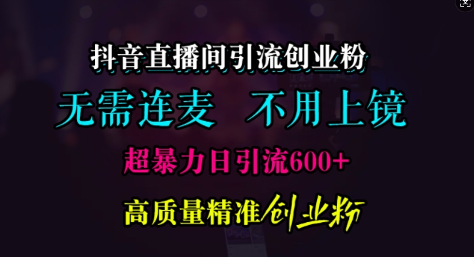 抖音直播间引流创业粉，无需连麦、无需上镜，超暴力日引流600+高质量精准创业粉-轻创联盟