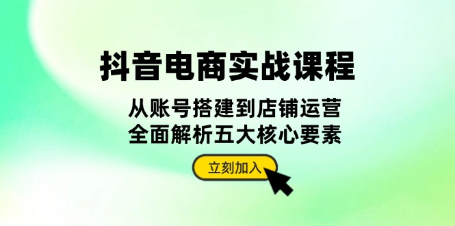 抖音 电商实战课程：从账号搭建到店铺运营，全面解析五大核心要素-轻创联盟