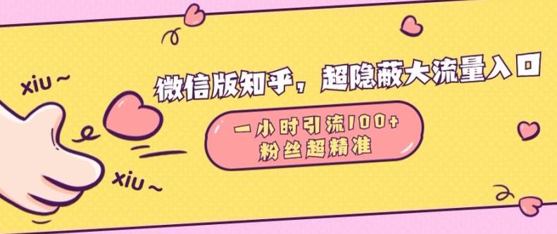 微信版知乎，超隐蔽流量入口1小时引流100人，粉丝质量超高-轻创联盟