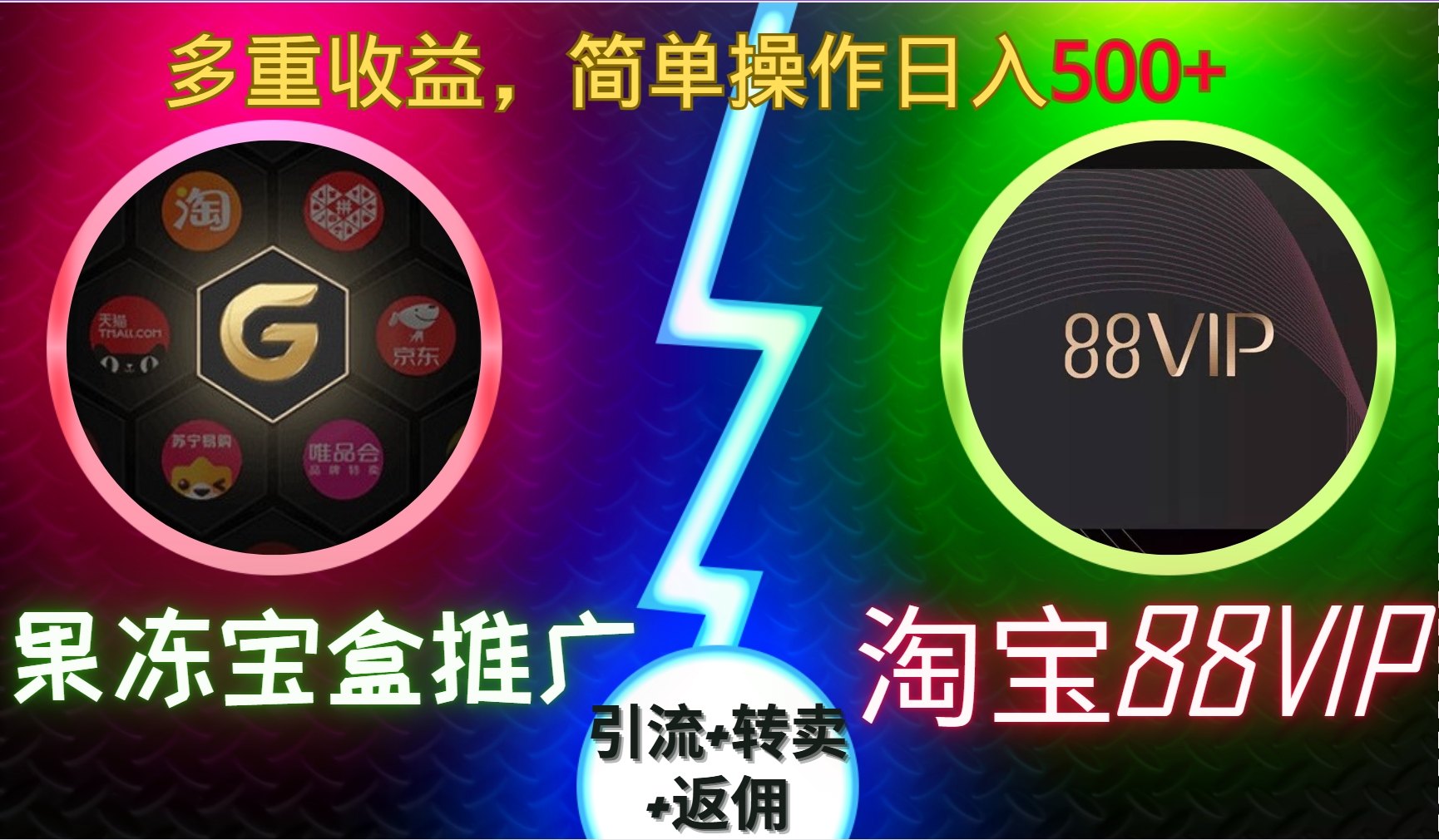 果冻宝盒推广88VIP，引流+转卖+返佣，多重收益，简单操作日入5张-轻创联盟