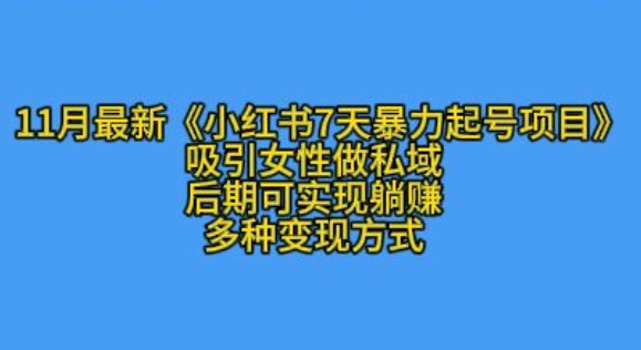 K总部落11月最新小红书7天暴力起号项目，吸引女性做私域-轻创联盟