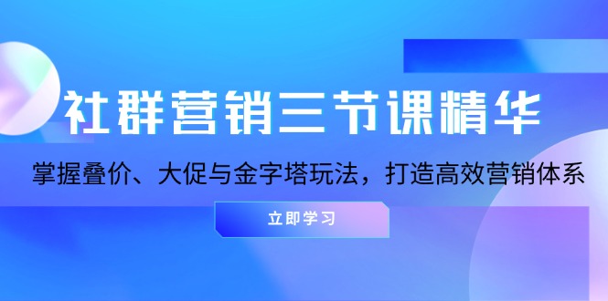 社群营销三节课精华：掌握叠价、大促与金字塔玩法，打造高效营销体系-轻创联盟