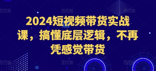 2024短视频带货实战课，搞懂底层逻辑，不再凭感觉带货-轻创联盟