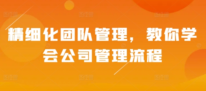 精细化团队管理，教你学会公司管理流程-轻创联盟