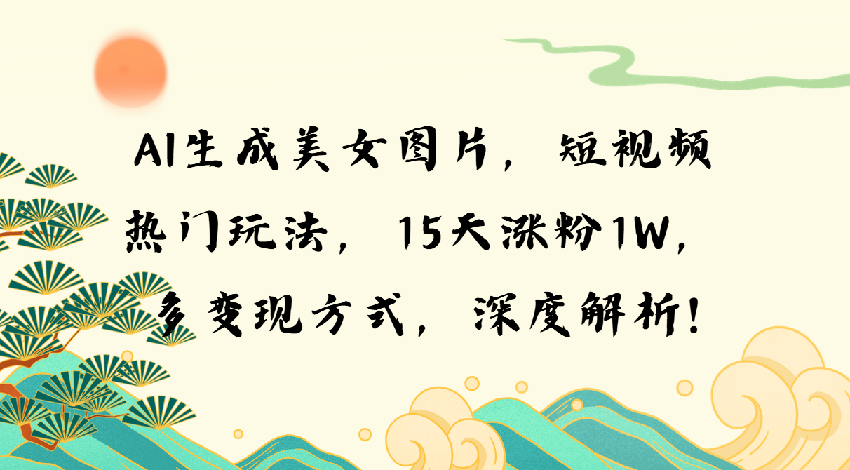 AI生成美女图片，短视频热门玩法，15天涨粉1W，多变现方式，深度解析!-轻创联盟