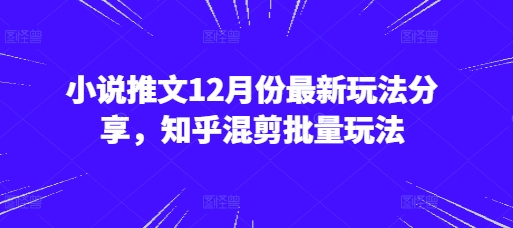 小说推文12月份最新玩法分享，知乎混剪批量玩法-轻创联盟