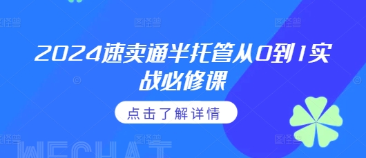 2024速卖通半托管从0到1实战必修课，掌握通投广告打法、熟悉速卖通半托管的政策细节-轻创联盟