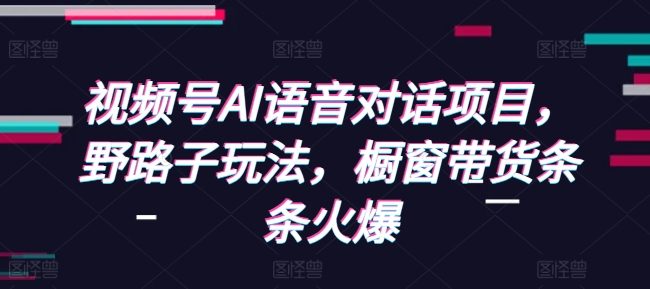 视频号AI语音对话项目，野路子玩法，橱窗带货条条火爆-轻创联盟