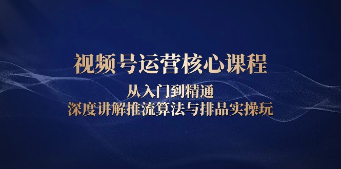 视频号运营核心课程，从入门到精通，深度讲解推流算法与排品实操玩-轻创联盟