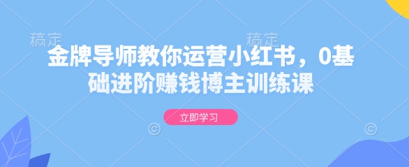 金牌导师教你运营小红书，0基础进阶赚钱博主训练课-轻创联盟