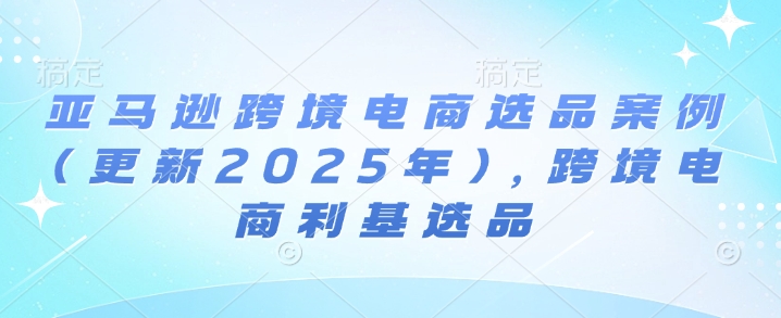 亚马逊跨境电商选品案例(更新2025年)，跨境电商利基选品-轻创联盟