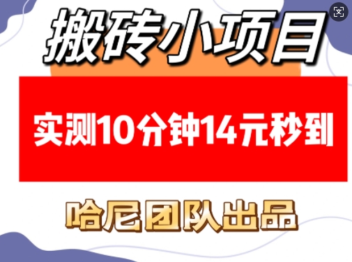 搬砖小项目，实测10分钟14元秒到，每天稳定几张(赠送必看稳定)-轻创联盟