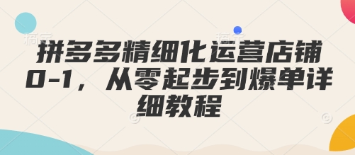 拼多多精细化运营店铺0-1，从零起步到爆单详细教程-轻创联盟