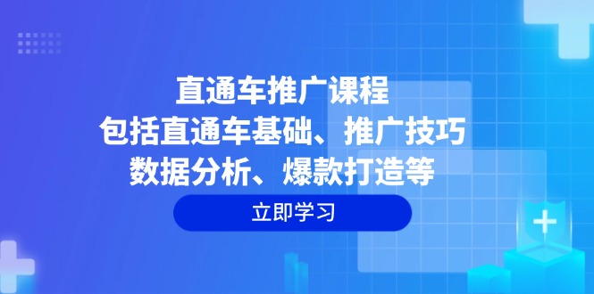 直通车推广课程：包括直通车基础、推广技巧、数据分析、爆款打造等-轻创联盟