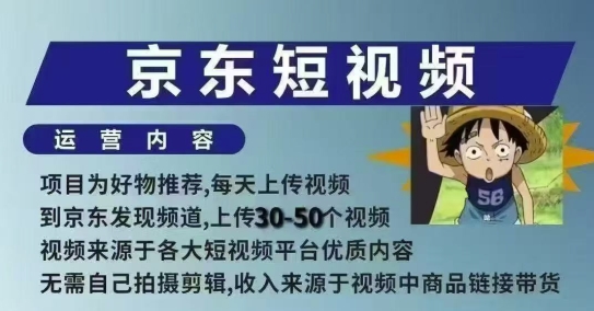 京东短视频带货课，无需自己拍摄剪辑，保姆式教学，两天快速上手-轻创联盟