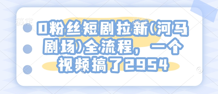 0粉丝短剧拉新(河马剧场)全流程，一个视频搞了2954-轻创联盟