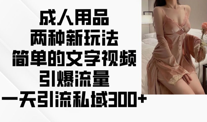 成人用品两种新玩法，简单的文字视频引爆流量，一天引流私域300+-轻创联盟